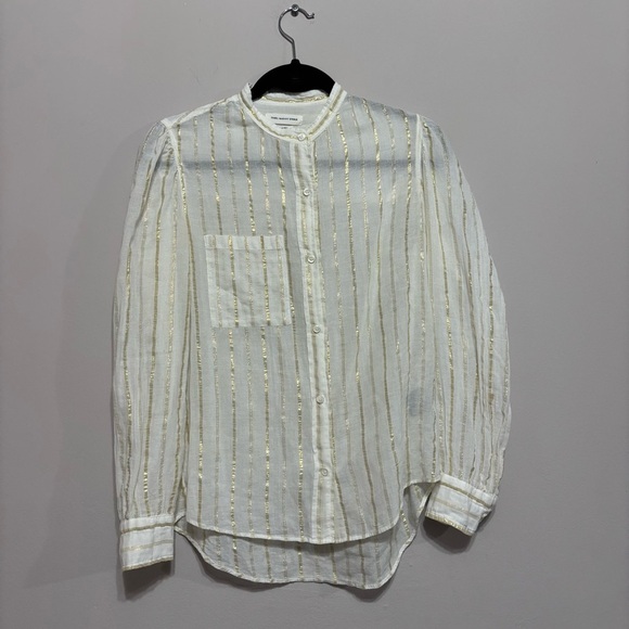 Isabel Marant Étoile Cream and Gold Striped Shirt - Picture 1 of 6